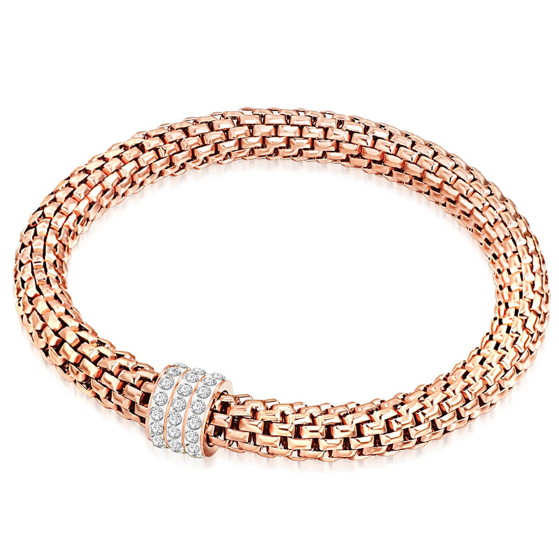 Armband Edelstahl roségold Glaskristall weiß