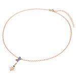 Kette roségold Perle (synth.) weiß grau verziert mit Kristallen von Swarovski® bunt