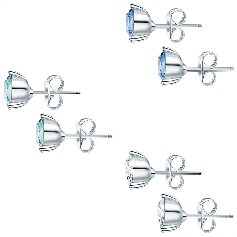 3er Set Ohrstecker verziert mit Kristallen von Swarovski® bunt