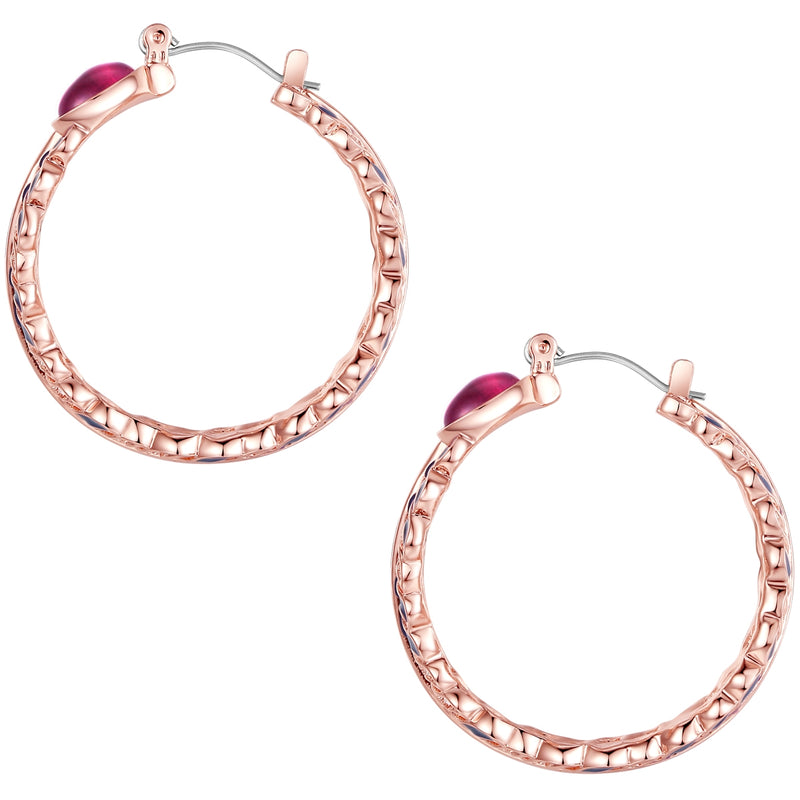 Creolen roségold verziert mit Kristallen von Swarovski® weiß Glas pink