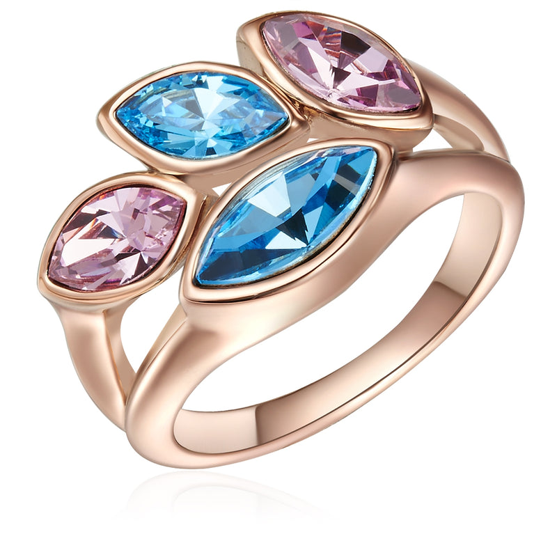 Ring roségold verziert mit Kristallen von Swarovski® amethyst aquamarin