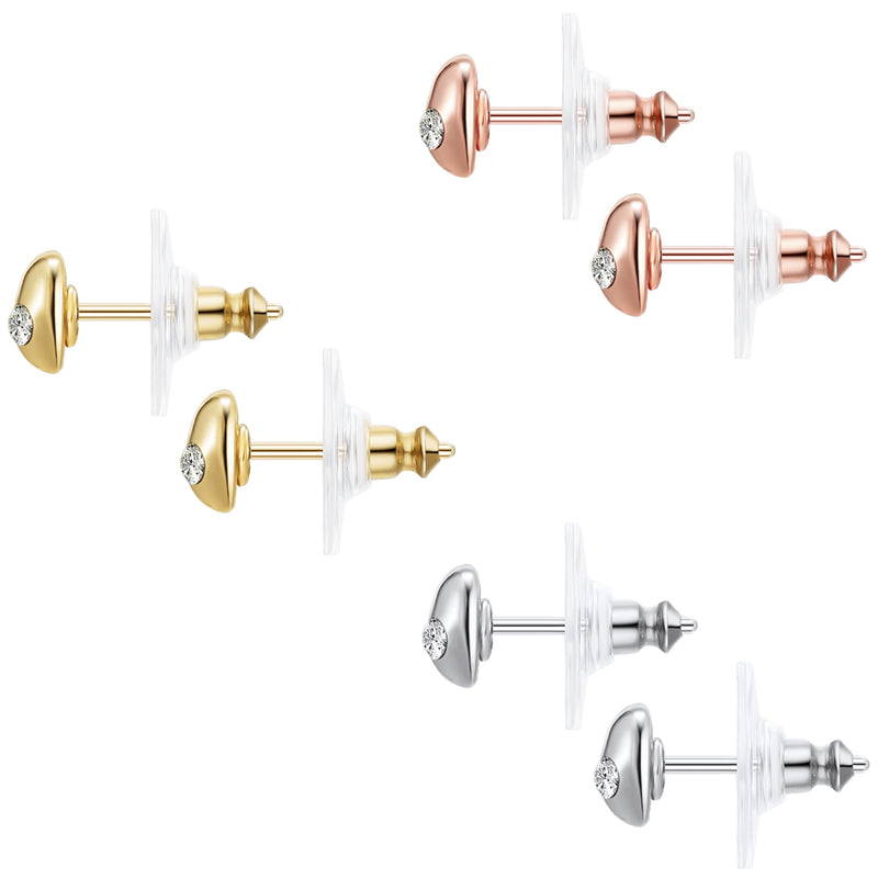 3er Set Ohrstecker tri-Color Glaskristall weiß