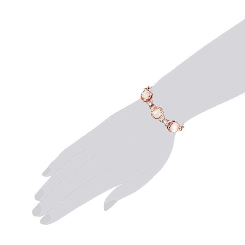 Armband roségold Katzenauge weiß hellrosa