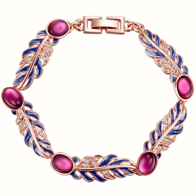 Armband roségold verziert mit Kristallen von Swarovski® weiß Glas pink