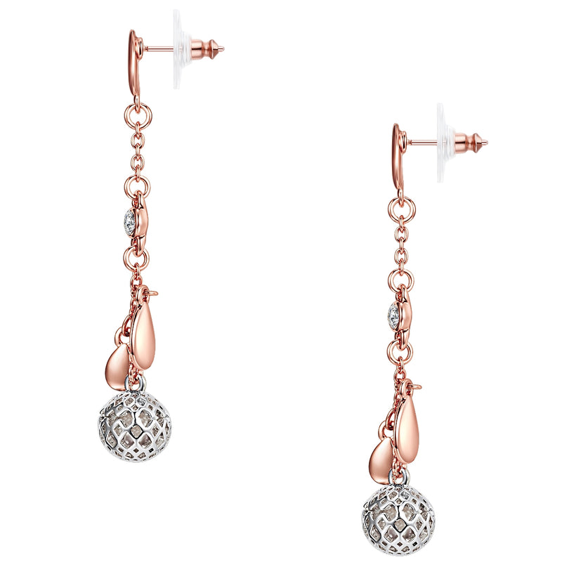 Ohrhänger bi-Color Perle (synth.) weiß verziert mit Kristallen von Swarovski® weiß