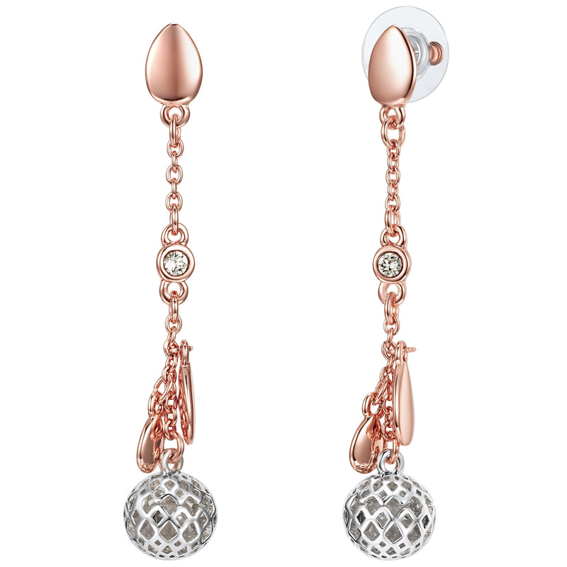 Ohrhänger bi-Color Perle (synth.) weiß verziert mit Kristallen von Swarovski® weiß