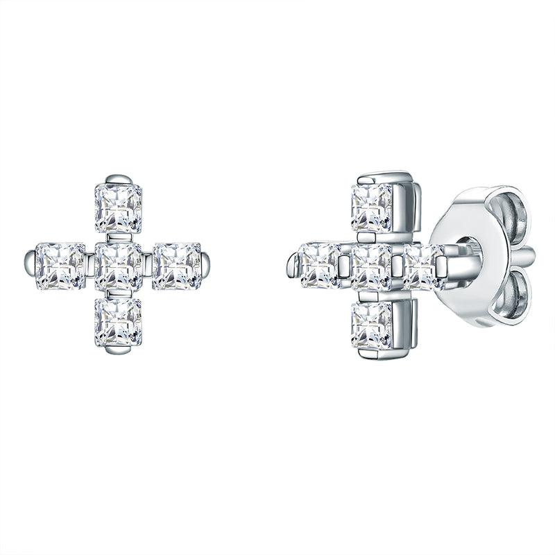 Ohrstecker verziert mit Kristallen von Swarovski® weiß